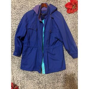 Vintage London Fog Women's Purple Trench Coat Size 14 Long Sleeve